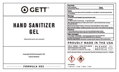 Gett Gel 70 Flex Size (Gett Clean Sanitizerlabels Forprint 053multi)